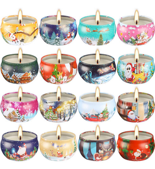 Juegos De Velas Aromáticas Navideñas,unidad De 2.5 Onzas,16 1