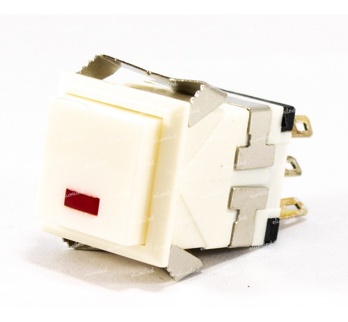 3 Interruptores Pulsador Retencion Cuadrado 19mm Blanco Led 0