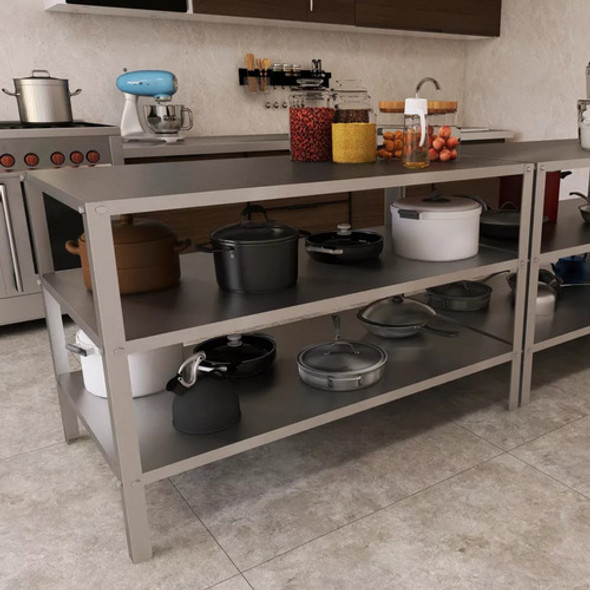 Mesa Inox 3 Prateleiras Multiuso Ajustável Aço Veterinária 1