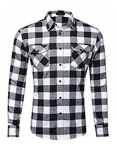 Mcedar Camisas De Franela A Cuadros Para Hombre, Manga Larg 0