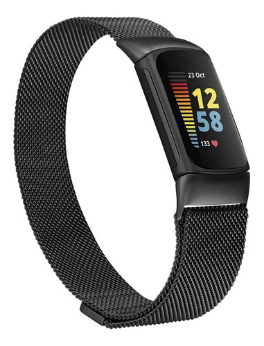 Malla Metalica Para  Fitbit Charge 5 Negra 0