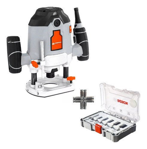 Combo Fresadora Daewoo Daer1250 + Set 6 Fresas Bosch 1/4 0