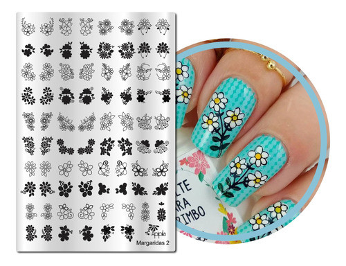 Placas Para Carimbo Decoração De Unhas Margaridas 2 0