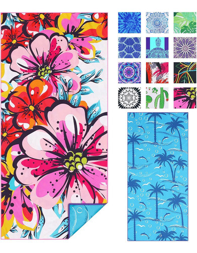 Toalla De Playa Fina De Microfibra Ligera 71x32 De Gran Tama 0