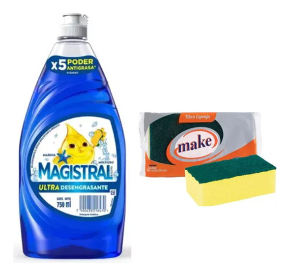 Combo Kit Detergente Magistral 750cc Esponja Make 7244 2383 0