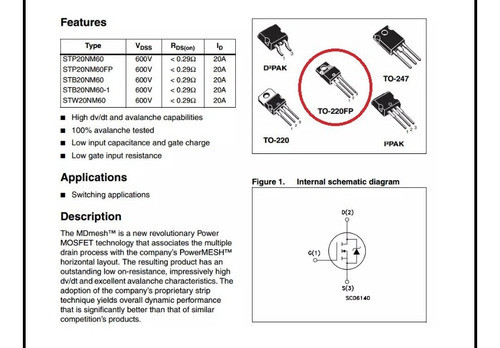 5 Unidades Stp20nm60 Mosfet 20a 600v Stp 20nm60 Fp To220f 1