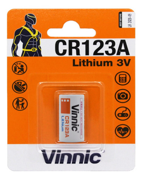 Pila Litio Cr123a Vinnic Lithium 3v Cr123 Blister X 1 Unidad 0
