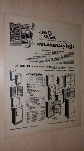 P262 Clipping Antigua Publicidad Heladeras Bgh Año 1966 0