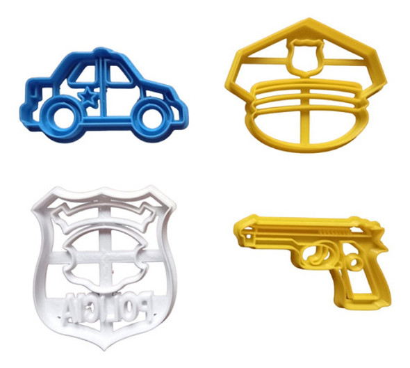 Cortantes Para Galletitas, Porcelana Fria  Policia X4 0