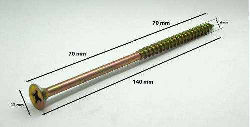 Tornillo Fix 6x140 Dorado (zincado Amarillo) X 100u 1