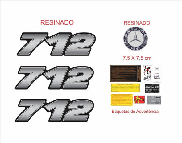 Kit Adesivo Resinado Emblema Mercedes Benz 712 + Logo 1 Kit Adesivo Resinado Emblema Mercedes Benz 712 + Logo 1