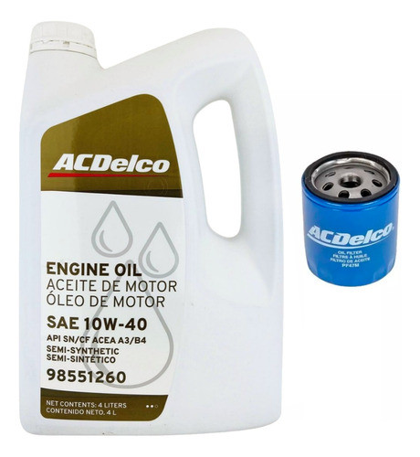 Kit Filtro + Aceite 10w40 Semi Sintetico Chevrolet Aveo 2010 0