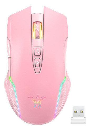 Mouse Inalámbrico Ergonómico. Compatible. Universal. Rosado. 0