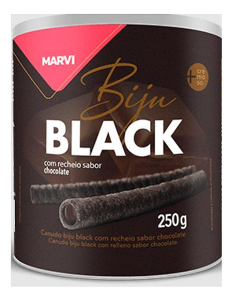 Kit C/3 Canudo Biju Recheio Sabor Chocolate Black Marvi 250g 1