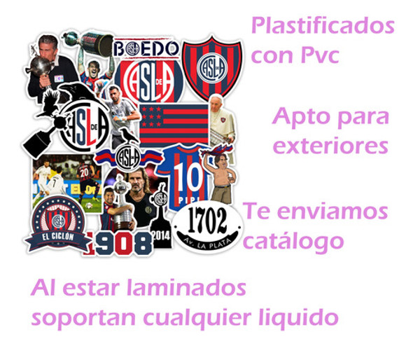 Stickers San Lorenzo 15 Unidades Pvc Plastificados 1