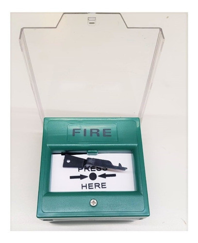 Boton De Salida Verde Cristal Plastico Para Incendio Normal 0