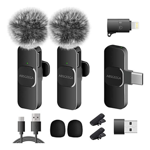 Absgeega Wireless Usb Lavalier Micrófono De Solapa Para Ipho 0
