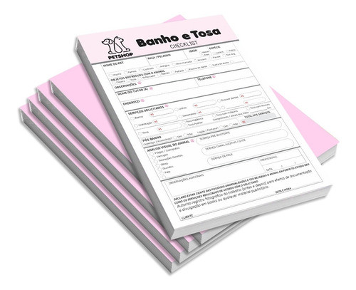 Kit Blocos  Anamnese Checklist +  Banho E Tosa  Petshop A5 1