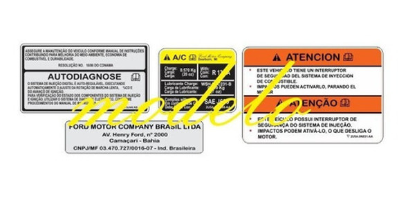 Adesivos De Advertência Do Fiesta - Motor - Adesivos 0