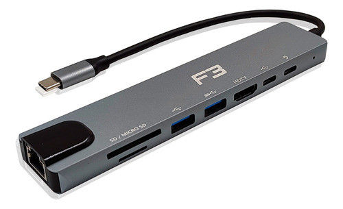 Adaptador Hub Tipo-c 8 Em 1 Hdmi 4k Lan Usb 3.0 Sd/tf 0