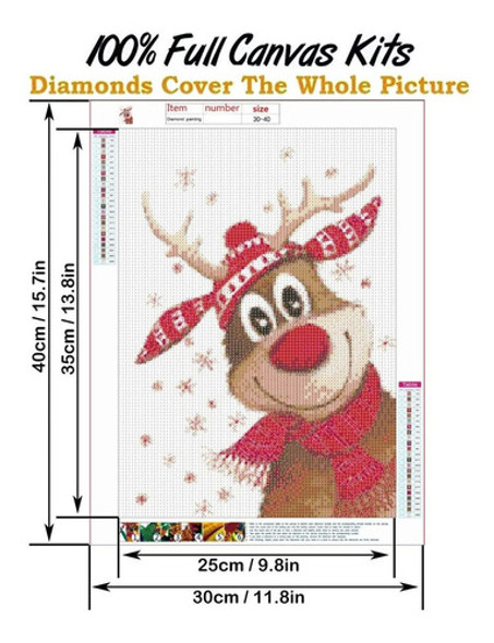 Kit Pintura Con Diamantes 5d Reno Navideno 30x40cm Diy 1 Kit Pintura Con Diamantes 5d Reno Navideno 30x40cm Diy 1