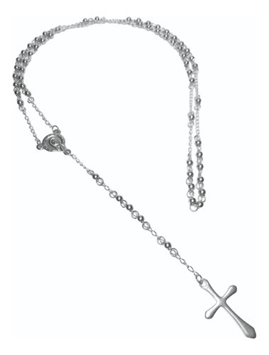 Rosario Plateado De Acero Quirúrgico Inoxidable - 45 Cm 0