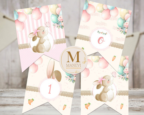 Kit Imprimible Conejita Acuarela Sweet Rosa + Regalos 1