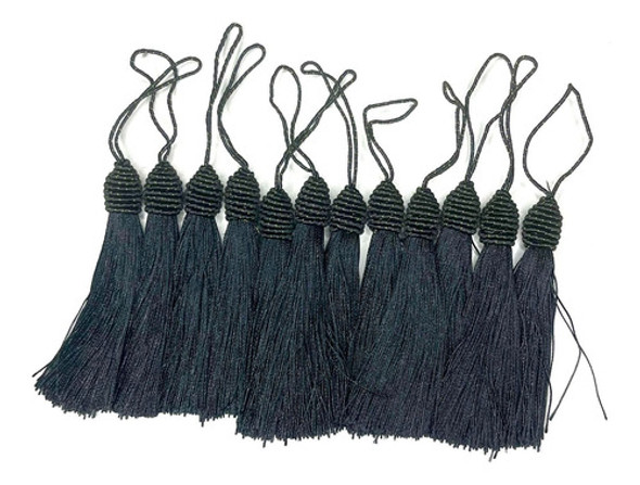 Kit 100un Tassel Poliester Preta Tendencia P/ Artesanato 0