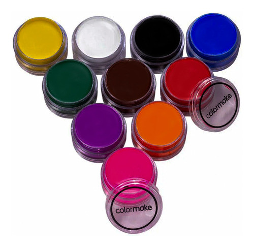 Kit 10 Tinta Facial Artística Colorida Cremosa Color Make 0