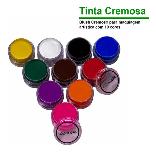 Kit 10 Tinta Facial Artística Colorida Cremosa Color Make 1