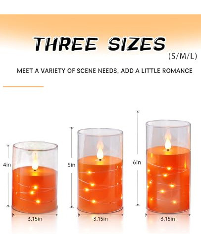 Juego De 3 Velas Led Para Eventos En Color Naranja 1