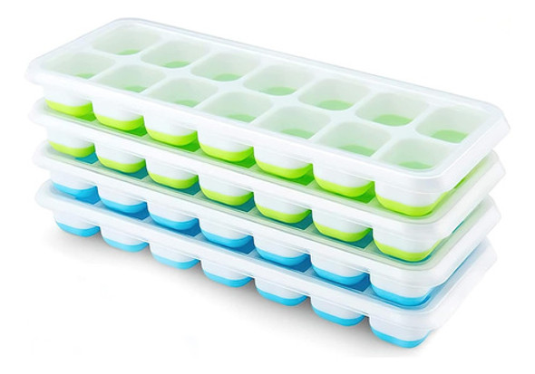 Bandejas De Hielo Flexibles De 14 Cubos, Con Tapa Removible 0 Bandejas De Hielo Flexibles De 14 Cubos, Con Tapa Removible 0