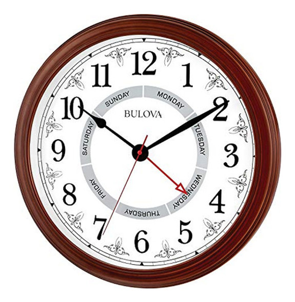 Reloj De Pared Diario Bulova, 18  , Cereza Marrón 1