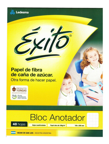 Block Anotador Exito Cuadriculado 48 Hojas 15,5 X 20,5 Cm 0
