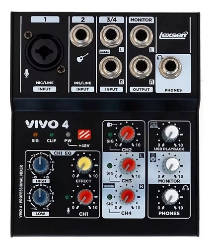 Consola Mixer Lexsen Vivo 4 Usb Phantom 0