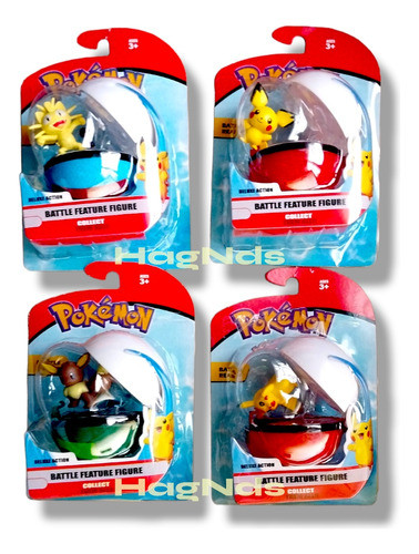 Pokebola Battle Muñeco Pokémon Colección X4 0