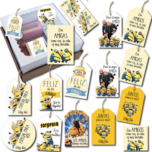Kit Imprimible Día Del Amigo Minions Tags, Etiquetas Y Tarj. 0