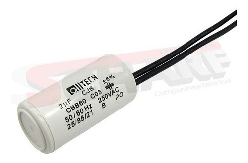 Capacitor Ventilador Motor 250v Ac 2uf  - 2 Fios - Cbb60 1
