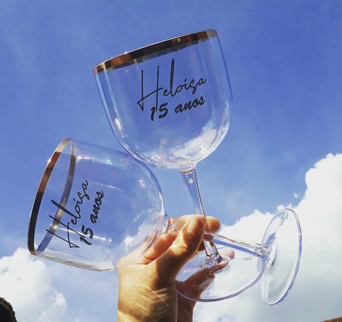 Kit 100 Taças De Gin 580ml Borda Metalizada Personalizada 1