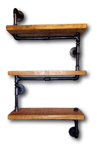 Estantería En  Caño De Agua Y Madera Estilo Industrial 0