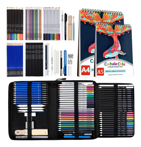 Set De 77 Piezas Lapices De Colores + Estuche + Block 0