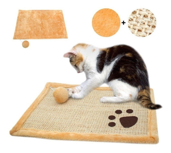 Juguete Para Gato Alfombra Rascador Con Peluche Y Pelota 0