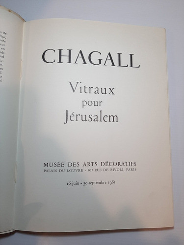 Antiguo Libro Vitraux Pour Jérusalem Chagall 1961 Ro 1422 0