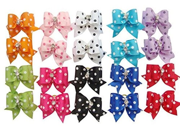 Pet Show Dot Hair Bows Con Bandas De Goma Pet Hair Bows Cat 0