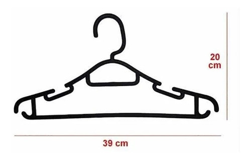 Percha Ropa Adulto Plastico Negra 39 Cm Pack X 10 Unidades 1