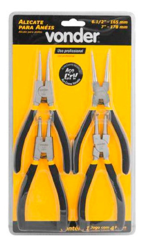 Kit 4x Alicates Para Anéis Internos E Externos 7 Pol Vonder 0