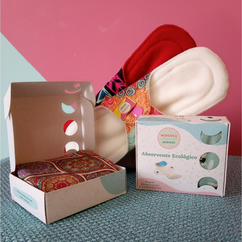 Kit 3 Absorvente Reutilizável Minerva Always Noturno Cereja 1