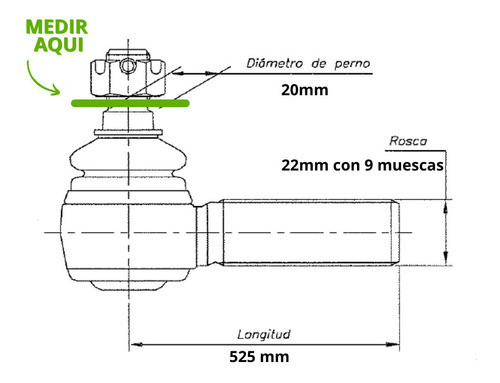 Barra Direccion Deutz 22mm 9 Muescas Inferior Perno 20 1