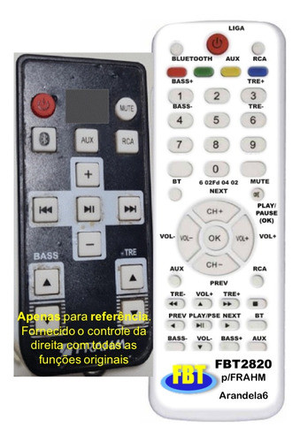 Controle Compatível Com Frahm Arandela 6' 'ativa Fbt2820 0