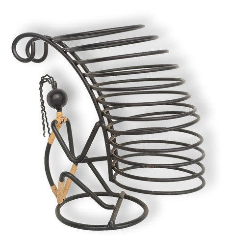 Adorno Dama En Hierro Y Rattan Ideal Porta Cd 1
